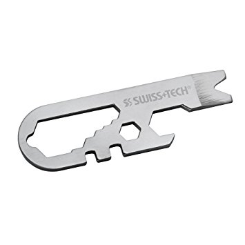 Swiss Tech ST67129 Micro Wrench Multitool for Keychain Auto Camping Hardware, Polished Stainless Steel