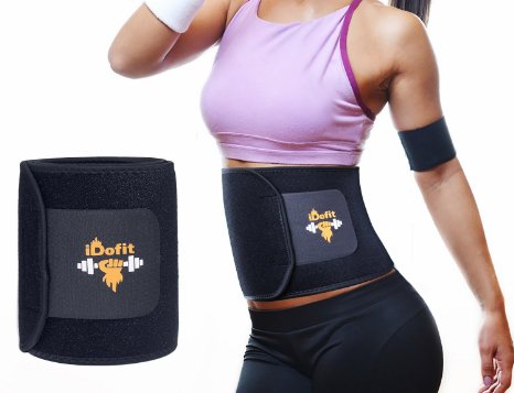 iDofit Neoprene Adjustable Waist Trimmer Ab Belt - Sauna Belt Weight Loss Band Slimming Stomach Wrap Belly Fat Burner Sweat Tummy Wraps Abdominal Slimmer Lumbar And Low Back Support For Men and Women