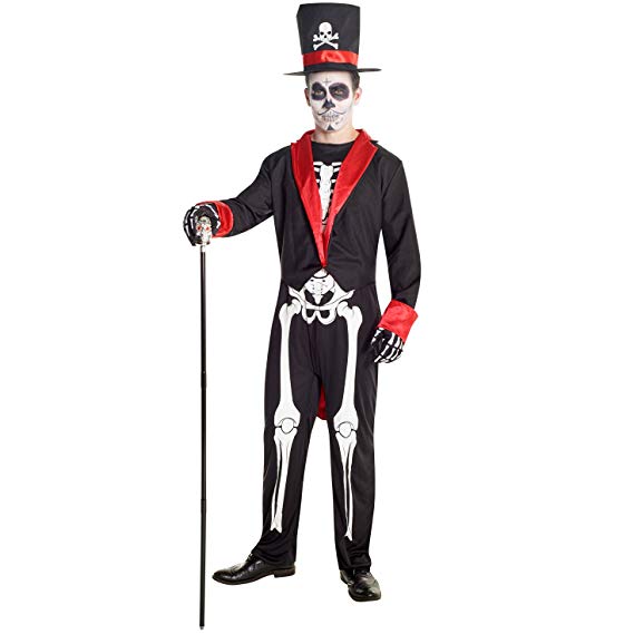 Mens Sugar Skull Day of the Dead Skeleton Costume Costume