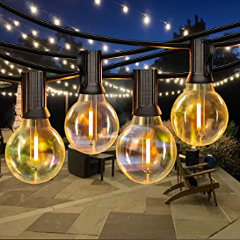 Outdoor String Lights Mains Powered,28FT G40 Festoon Lighting with 25 3 E12 Plastic Bulbs, IP44 LED Garden Festoon Lights Outdoor, Patio Outside String Lights for Indoor Outdoor Party Wedding Decor