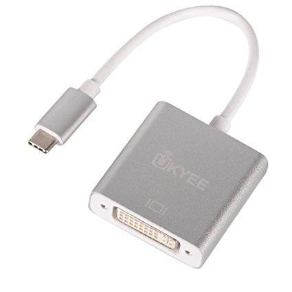 USB-C to DVI Adapter, UKYEE 4K USB C to DVI Adapter Supported for MacBook, Google Chromebook Pixel and Dell (Metallic Shell)