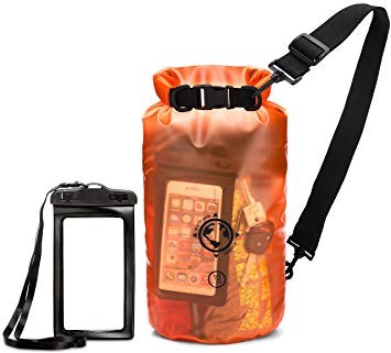 Earth Pak Dry Bag and Waterproof Phone Case - 10L  20L - Transparent So You Can See Your Gear - Keep Your Stuff Safe and Secure While Kayaking Camping Boating Fishing Hunting