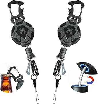 Milletech 2 Pack Heavy Duty Retractable Keychain with Magnetic, Tactical ID Badge Holder Reel, Sturdy and Durable Key Chain with 31.5” Steels Retractable Cord, Key Ring and Lobster Claw Clasp, 9.0oz,