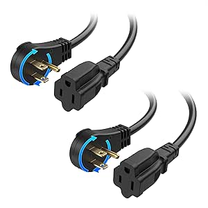 [ETL Listed] Cable Matters 2-Pack 16 AWG 360° Rotating Flat Plug Short Extension Cord 1ft, (Low Profile Extension Cord / 3 Prong Power Extension Cords, NEMA 5-15P to NEMA 5-15R)