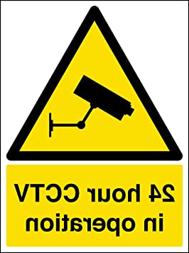 VSafety 24 Hour CCTV In Operation Warning Security Sign - 150mm x 200mm - Self Adhesive Window Sticker