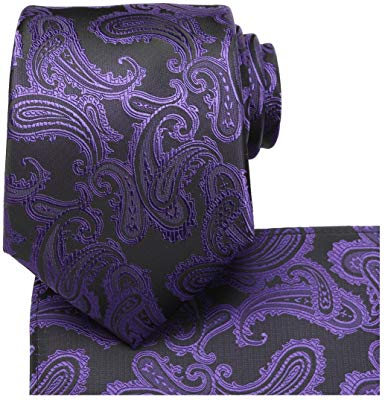 KissTies Mens Tie Set: Paisley Necktie   Pocket Square Hanky   Gift Box