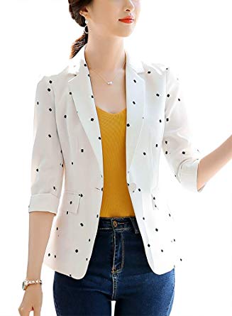 SUSIELADY Women's Casual One Button Blazer Jacket Slim Fit Work Office Blazer