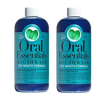 Oral Essentials Dry Mouth Mouthwash Formula Pack of 2 (16 Oz.) Certified Non-Toxic & Dentist Recommended Less Dry Mouth in Two Weeks or Less