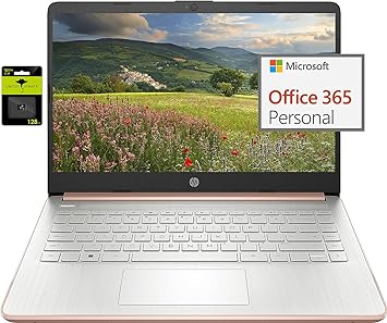 HP Newest 14" Ultral Light Laptop for Students and Business, Intel Quad-Core N4120, 8GB RAM, 192GB Storage(64GB eMMC 128GB Ghost Manta SD), 1 Year Office 365, Webcam, HDMI, WiFi, USB-A&C, Win 11 S