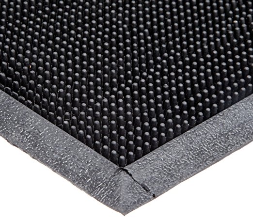 Durable Corporation Heavy Duty Rubber Fingertip Entrance Mat, for Outdoor Areas, 16" Width x 24" Length x 5/8" Thickness, Black