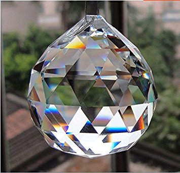 Jabux 40mm Clear Crystal Ball Prisms Pendant Feng Shui Hanging Faceted Prism Balls (Transparent)