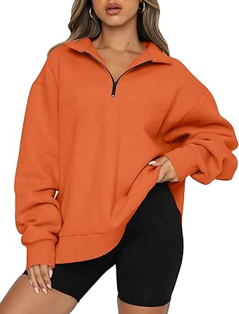 Trendy Queen Womens Oversized Sweatshirts Fall Fashion Hoodies Half Zip Pullover Long Sleeve Shirts Clothes Outfits