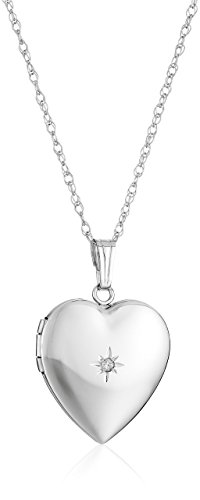 14k Gold Heart Locket Necklace with Diamond-Accent, 18"