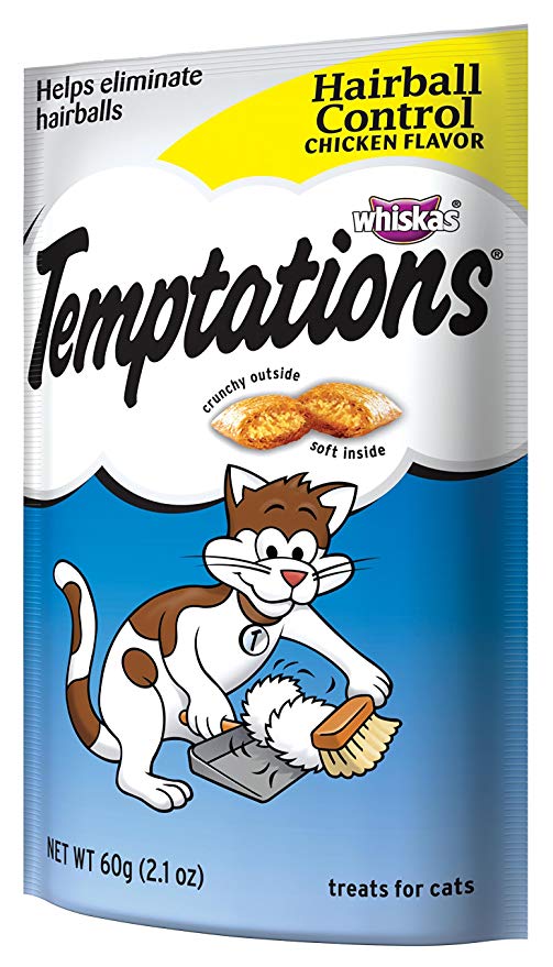 Whiskas 08541 Temptations Hairball Control Cat Treats, 2.1-Ounce (Pack of 12)