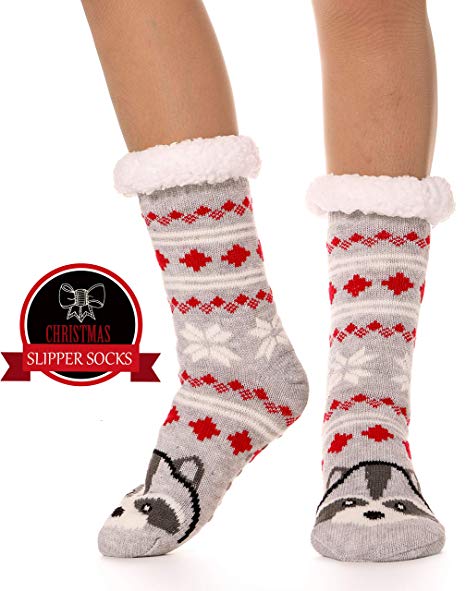 Womens Fuzzy Slipper Socks Warm Thick Heavy Fleece lined Fluffy Christmas Stockings Winter Socks