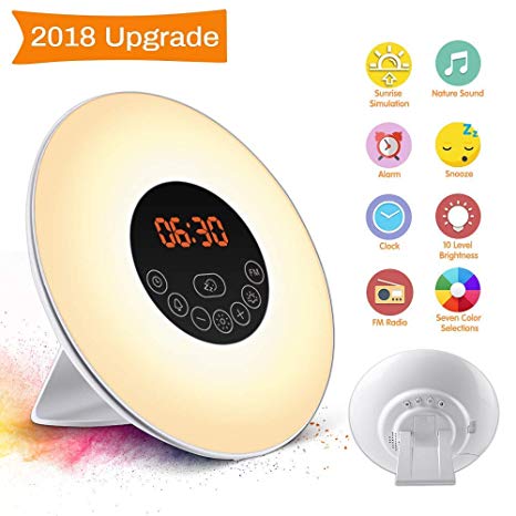 Wake Up Light Alarm Clock SOLMORE Electronic Digital Clock Bedside Lamp UK Plug (FM Radio)