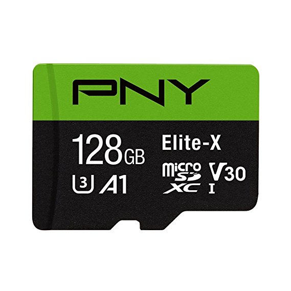 PNY Elite-X micro SD 128GB, U3, V30, A1, Class 10, up to 100MB/s – P-SDU128U3100EX-GE