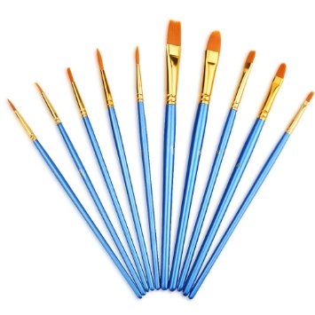 Mudder 10 Pieces Artist Paint Brushes Set Art Painting Supplies for Acrylic and Oil Painting