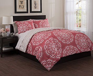 stylehouse Floral Medallion Bed-in-a-Bag Comforter Set, Full, Coral