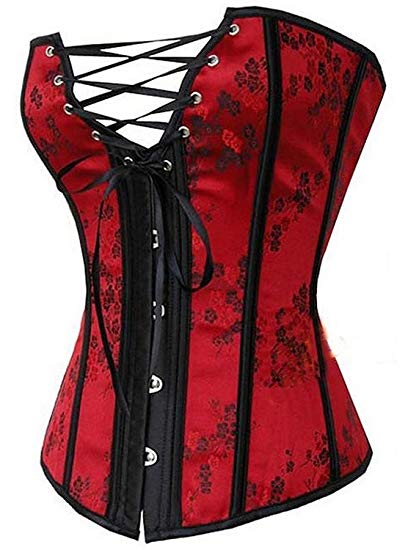Camellias Women 's Lace Up Boned Sexy Plus Size Overbust Corset Bustier Bodyshaper Top with G-String