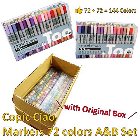 Copic Ciao Premium Artist Markers - 72 color Set A&B Set - with Original A&B Set Box