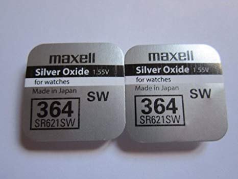 2 x MAXELL SR621SW 364 D364 602 1.55v Silver Oxide Button Cell Watch Battery - Official Genuine Maxell