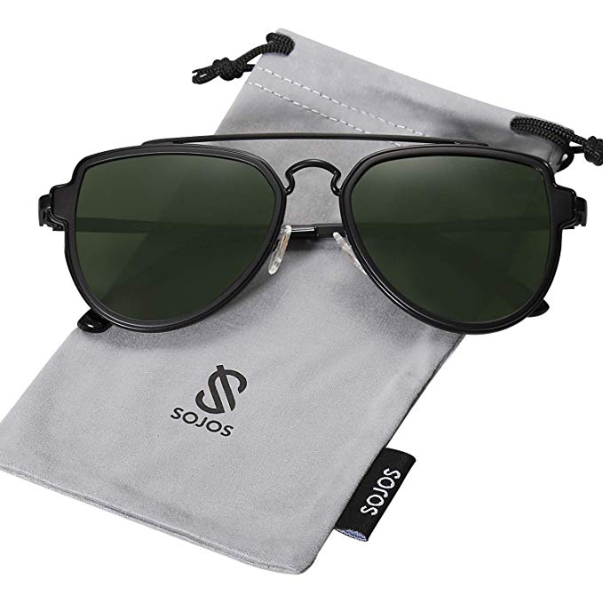 SOJOS Fashion Polarized Aviator Sunglasses for Men Women Mirrored Lens SJ1051