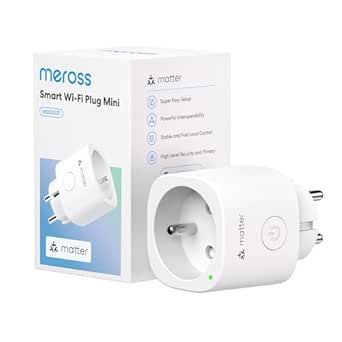 meross Prise Connectée Matter (Type E), 16A Prise WiFi Compatible avec Apple Home, Alexa et Google Home, Prise avec Mesure d'Énergie pour Panneau Solaire Photovoltaïque, Commande Vocale et à Distance