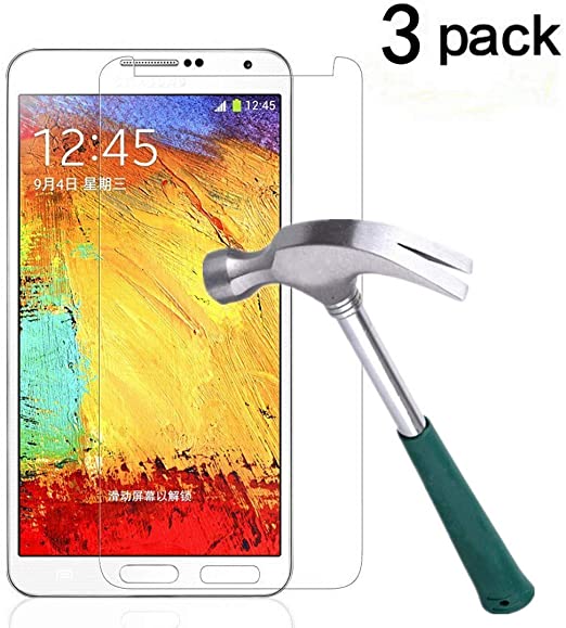 Galaxy Note 3 Screen Protector,TANTEK [Bubble-Free][HD-Clear][Anti-Scratch][Anti-Glare][Anti-Fingerprint] Premium Tempered Glass Screen Protector for Samsung Galaxy Note 3, [3Pack]