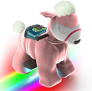 Rechargeable 6V/7A Plush Animal Ride On Toy With Bottom LED Light for Kids (3~7 Years Old) With Safety Belt