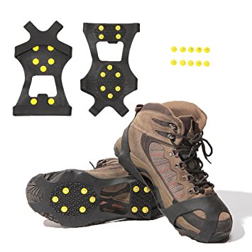 Gpeng Ice Grips Traction Cleats Ice Cleats Snow Grips Snow Cleats for Men and Women Plus 10 Extra Replacement Studs