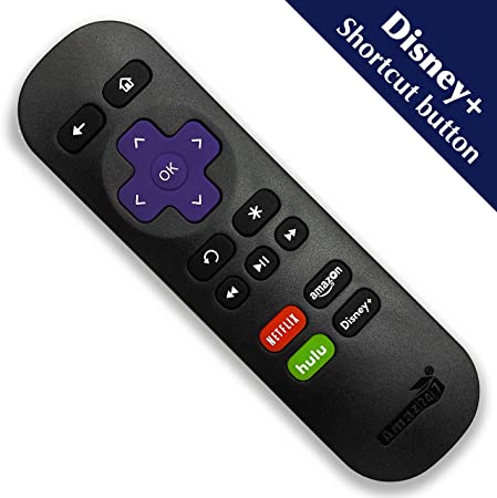 Amaz247 Standard IR Replacement Remote for Roku 1, 2, 3, 4 (HD, LT, XS, XD), Roku Express, Roku Premiere, Roku Ultra w/Disney , Netflix, Prime Video and Hulu Channel Shortcut Buttons