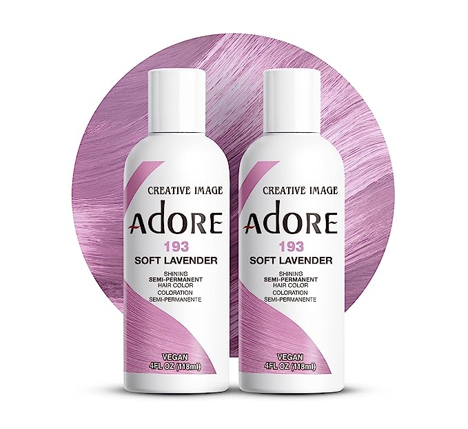 Adore Semi Permanent Hair Color - Vegan and Cruelty-Free Hair Dye - 4 Fl Oz - 193 Soft Lavender (Pack of 2)