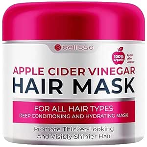 Apple Cider Vinegar Deep Conditioning Mask - Treatment for Dry Damaged Hair and Split End Repair - Sulfate Free Formula with Collagen, Keratin and Argan Oil - For Flaky Scalp and Dandruff Relief