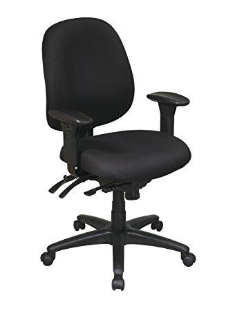 Office Star Mid Back Multi Function Chair with Seat Slider, Ratchet Back Height Adjustment and Adjustable PU Padded Arms