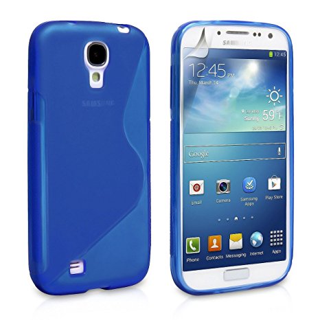 Cable and Case Slim Rugged Shock Absorbent Soft Jelly Shell Case for Samsung Galaxy S4 - Blue