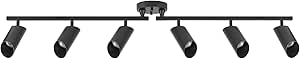 Globe Electric 64000053 6-Light Foldable Track Lighting, Matte Black, Ceiling Light, Track Light Heads, Pivot Shades, Track Ceiling Light, Track Lighting Kit, 6 Bulb Kitchen Light, GU10 Sockets