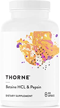Thorne Research - Betaine HCL and Pepsin - Digestive Enzymes for Protein Breakdown and Absorption - 450 Capsules