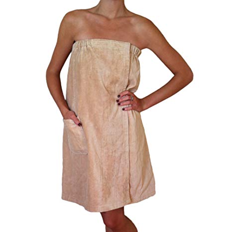 Radiant Saunas SA5328 Women's Spa & Bath Terry Cloth Towel Wrap, Tan