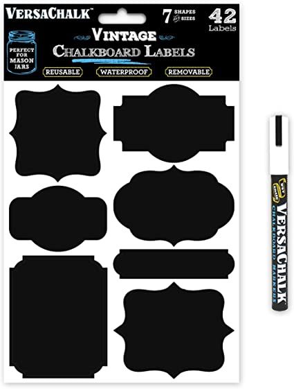 42 Round Chalkboard Stickers for Mason Jar Lid Canning Labels Food Storage Pantry Spice Jars & Freezer! Waterproof Black Vinyl Chalkboard Labels are Ideal for Chalk Markers