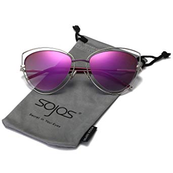 SojoS Women's Double Wire Double Rimmed UV400 Cat Eye Sunglasses SJ1046 SJ1047