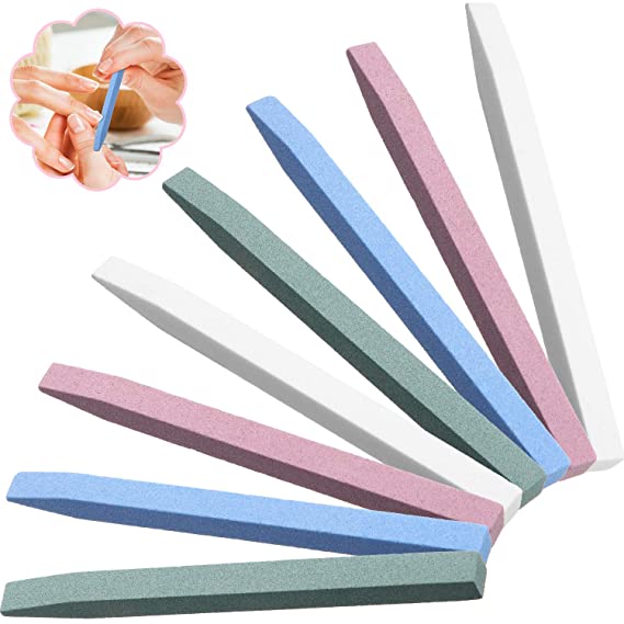 8 Pieces Nail Pumice Stone Stick Stone Nail File Pumice Stone Nail Cuticle Pusher Stone File for Home Salon Nail Buffing Tool