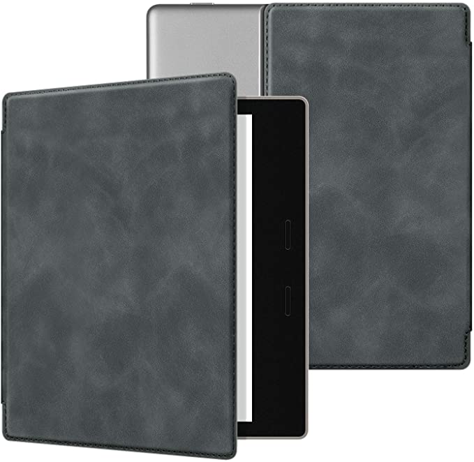 Ayotu Skin Touch Feeling Case for All-New Kindle Oasis(10th Gen, 2019 Release & 9th Gen, 2017),Durable Soft Leather with Auto Wake/Sleep,Strong Adsorption for All-New 7''Kindle Oasis,The Dark Gray