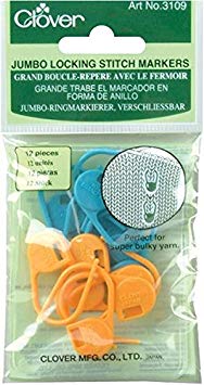 Clover 3109 Jumbo Locking Stitch Markers, blue, orange