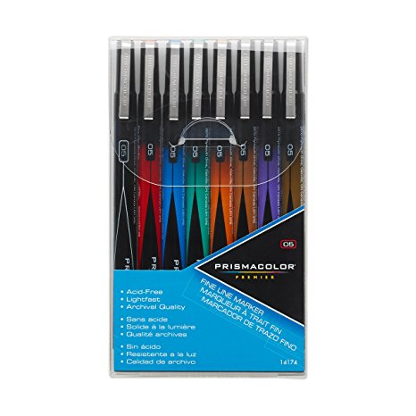 Prismacolor Premier Fine Line Illustration Markers, 05 Fine Tip, Assorted Colors, 8-Count