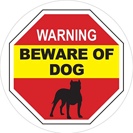 Beware of Dog Sign - Static Window Cling Decal - Easy to Remove and Reposition - Approx. 5 x 5 in.