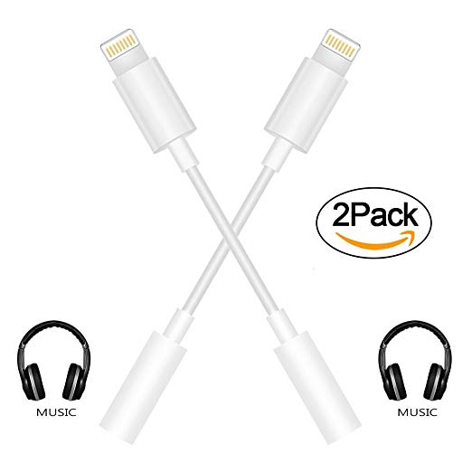 iPhone 7/7Plus Adapter Headphone Jack 2Pack,CaseyPop Lightning to 3.5 mm Headphone Jack Adapter for iPhone 7/7 Plus Accessories(ios 10.3)(White)