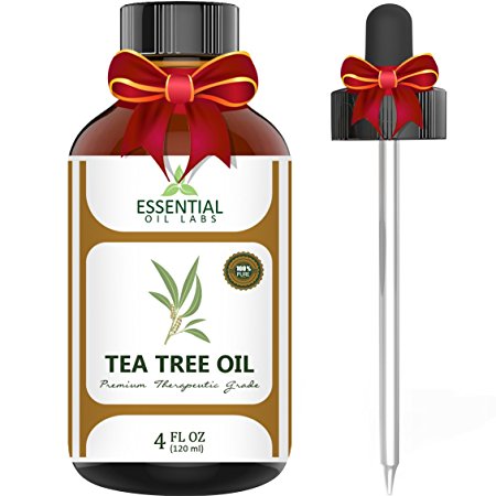 Tea Tree Oil - 74% Off Flash Sale - 100% Pure and Natural Therapeutic Grade Australian Melaleuca Backed by Medical Research - Large 4 fl oz - with Premium Glass Dropper by Essential Oil Labs