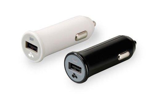 Kanex 2 Pack Fast Charge USB 1 Port 2.1 Amp(12 W) Car Charger for iPhone/Android/iPad/Tablets-White & Black