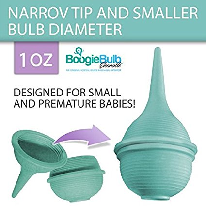 BoogieBulb Baby Nasal Aspirator and Booger Sucker for Smaller Newborns and Preemies - Cleanable and Reusable Baby Nasal Aspirator Syringe - Hospital Medical Grade Nose Suction - 1 Ounce